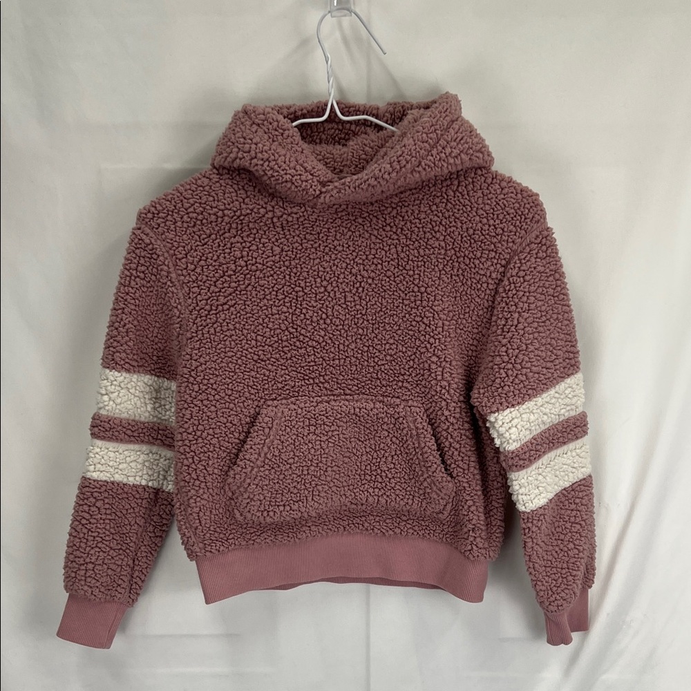 Cutie Fashion - Girl’s Fleece - Size 6 - Dusty Rose and White - Hooded